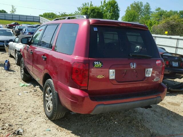 2HKYF18434H567293 - 2004 HONDA PILOT EX MAROON photo 3