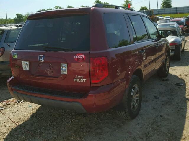 2HKYF18434H567293 - 2004 HONDA PILOT EX MAROON photo 4