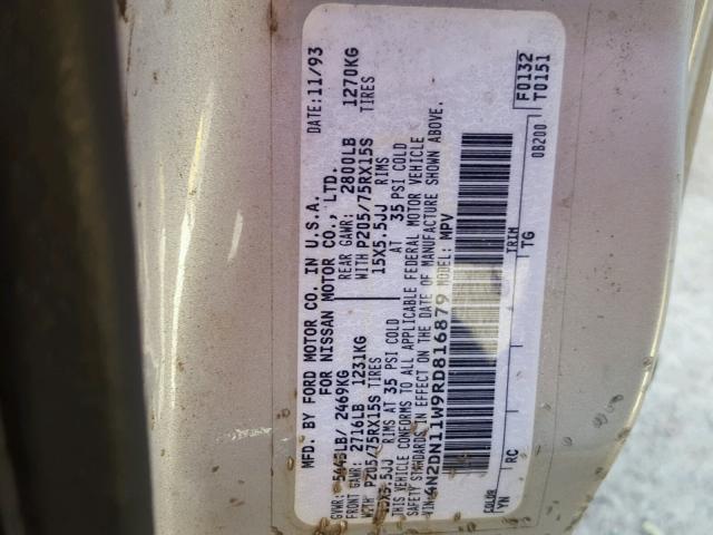 4N2DN11W9RD816879 - 1994 NISSAN QUEST XE SILVER photo 10