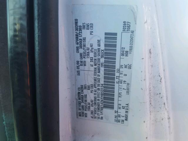 1FTRE1426YHB53134 - 2000 FORD ECONOLINE WHITE photo 10