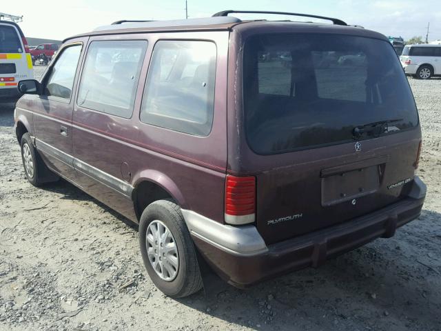 2P4GH45R4RR553741 - 1994 PLYMOUTH VOYAGER SE MAROON photo 3