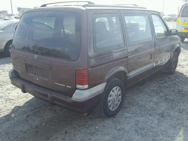 2P4GH45R4RR553741 - 1994 PLYMOUTH VOYAGER SE MAROON photo 4