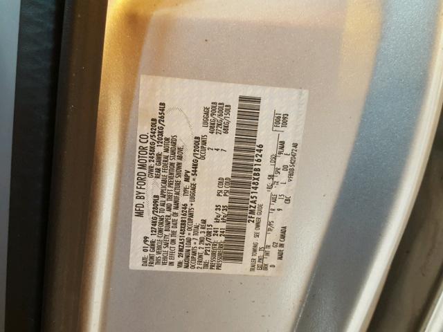 2FMZA5148XBB16246 - 1999 FORD WINDSTAR L SILVER photo 10