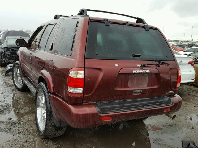 JN8DR09X71W561970 - 2001 NISSAN PATHFINDER BURGUNDY photo 3