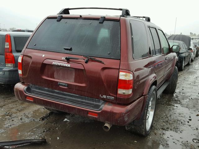 JN8DR09X71W561970 - 2001 NISSAN PATHFINDER BURGUNDY photo 4