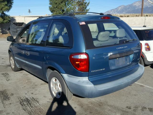 1B4GP25302B570075 - 2002 DODGE CARAVAN SE TEAL photo 3