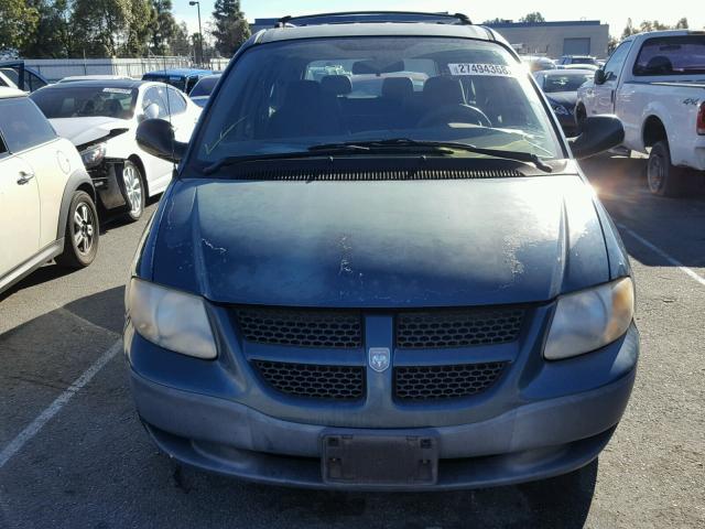 1B4GP25302B570075 - 2002 DODGE CARAVAN SE TEAL photo 9