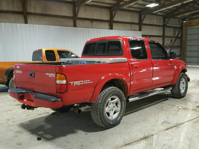 5TEHN72N13Z244296 - 2003 TOYOTA TACOMA DOU RED photo 4