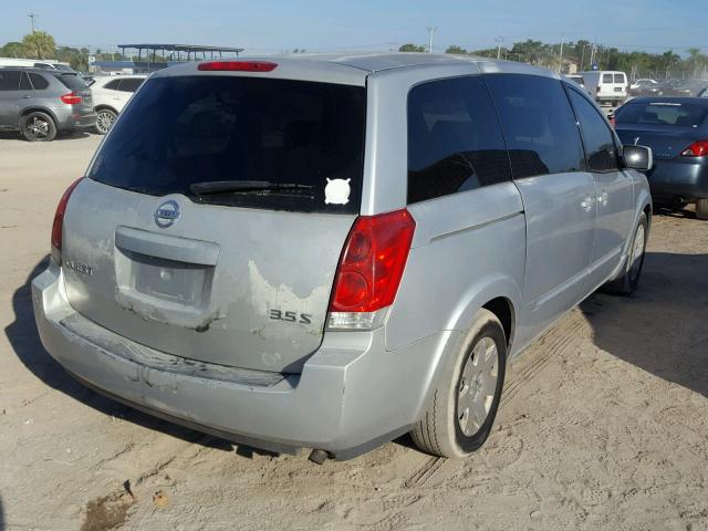 5N1BV28U84N309183 - 2004 NISSAN QUEST S SILVER photo 4