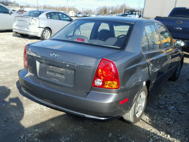 KMHCG45C44U517847 - 2004 HYUNDAI ACCENT GL GRAY photo 4