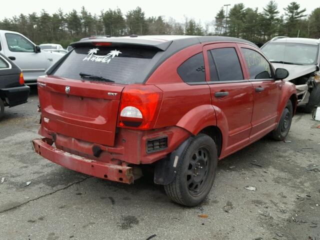 1B3HB48B27D305210 - 2007 DODGE CALIBER SX RED photo 4