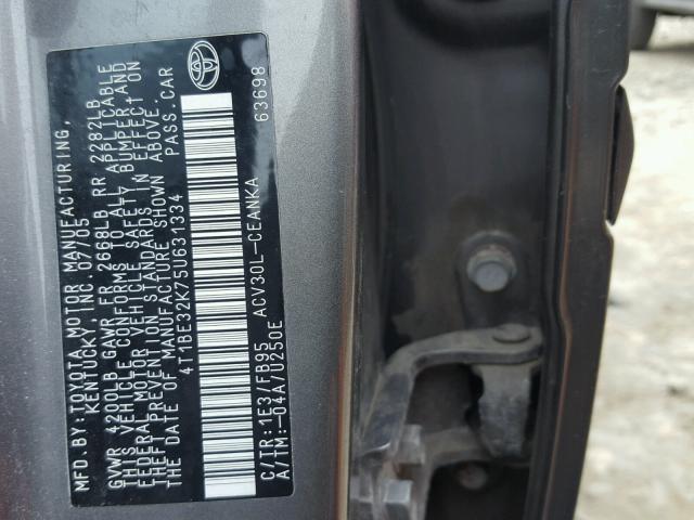 4T1BE32K75U631334 - 2005 TOYOTA CAMRY LE GRAY photo 10