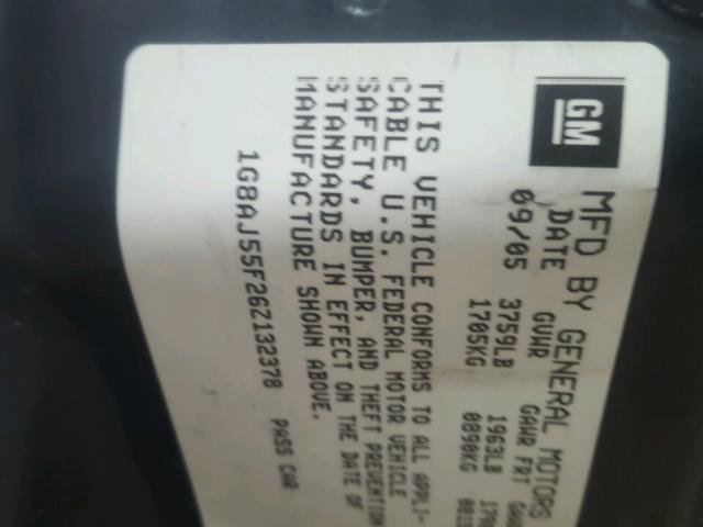 1G8AJ55F26Z132378 - 2006 SATURN ION LEVEL SILVER photo 10