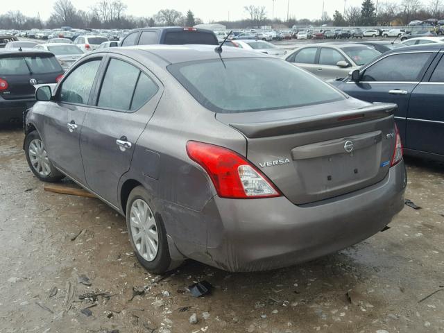 3N1CN7AP0EK450687 - 2014 NISSAN VERSA S GRAY photo 3