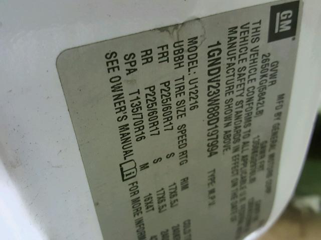 1GNDV23W88D197994 - 2008 CHEVROLET UPLANDER L 白色 照片 10