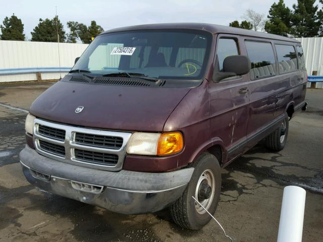 2B5WB35Z1YK144866 - 2000 DODGE RAM WAGON BURGUNDY photo 2