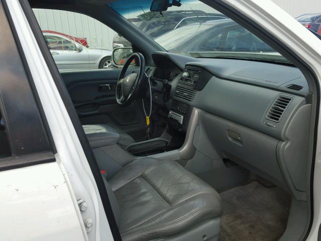 2HKYF18503H607997 - 2003 HONDA PILOT EXL WHITE photo 5