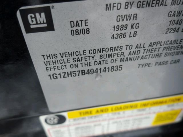 1G1ZH57B494141835 - 2009 CHEVROLET MALIBU 1LT 黑色 照片 10