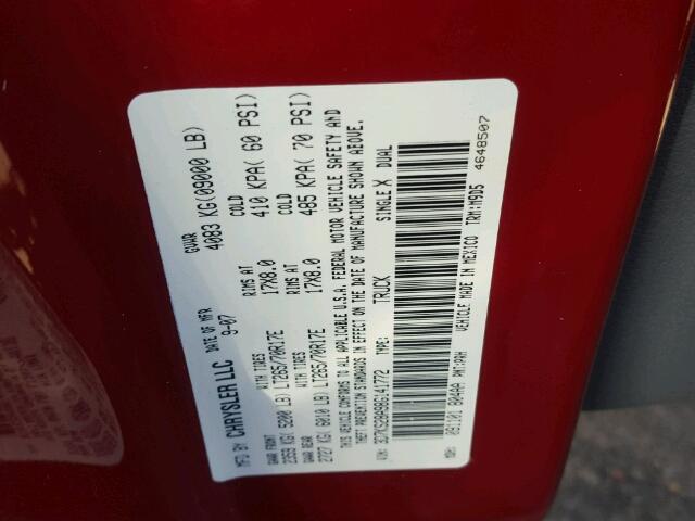 3D7KS28A98G141772 - 2008 DODGE RAM 2500 S RED photo 10