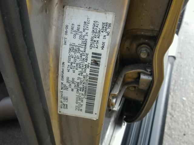 JT3GN86R810182797 - 2001 TOYOTA 4RUNNER SR GOLD photo 10