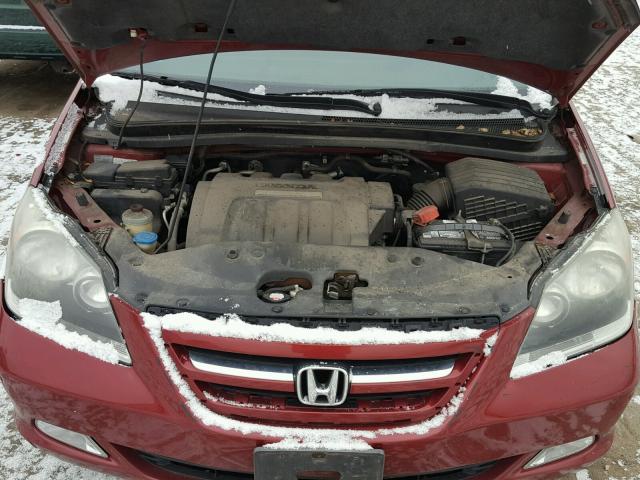 5FNRL38875B100728 - 2005 HONDA ODYSSEY TO RED photo 7