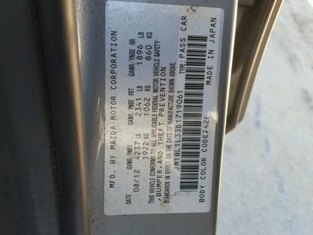 JM1BL1L33D1719061 - 2013 MAZDA SPEED 3 SILVER photo 10