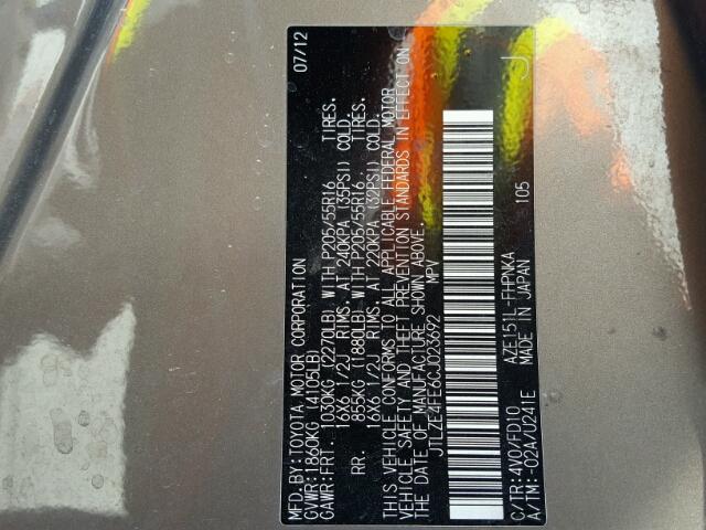 JTLZE4FE6CJ023692 - 2012 TOYOTA SCION XB BROWN photo 10