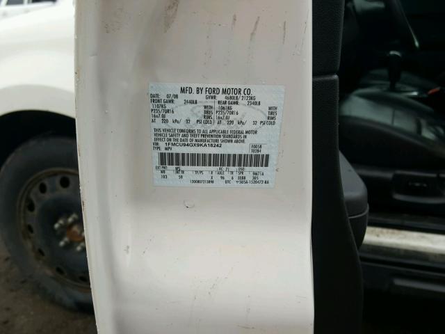 1FMCU94GX9KA18242 - 2009 FORD ESCAPE LIM WHITE photo 10