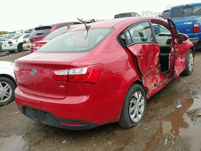 KNADM4A36D6107138 - 2013 KIA RIO LX RED photo 4