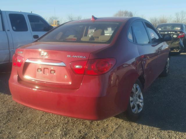 KMHDU4AD8AU140933 - 2010 HYUNDAI ELANTRA BL RED photo 4