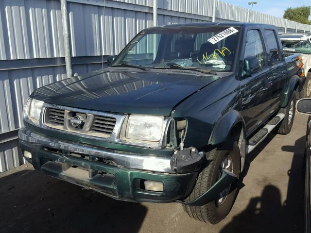 1N6ED27T1YC337533 - 2000 NISSAN FRONTIER C GREEN photo 2