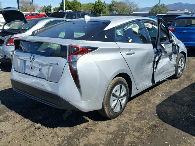 JTDKARFU2H3543526 - 2017 TOYOTA PRIUS SILVER photo 4