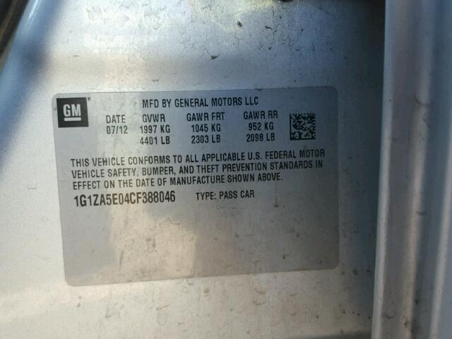 1G1ZA5E04CF388046 - 2012 CHEVROLET MALIBU LS 银色 照片 10