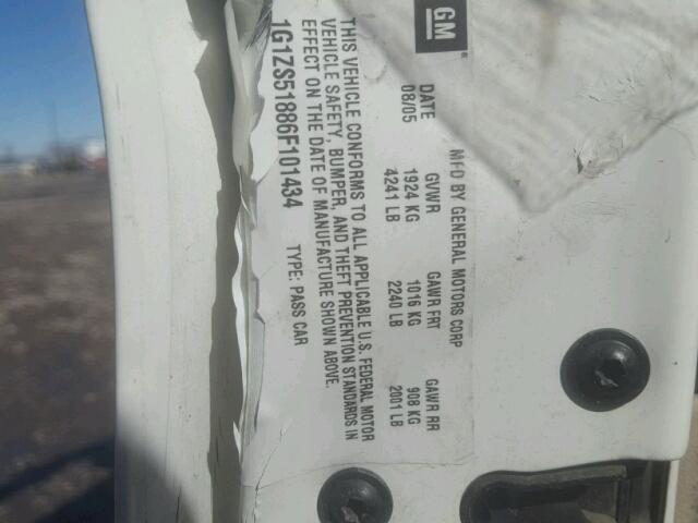 1G1ZS51886F101434 - 2006 CHEVROLET MALIBU LS WHITE photo 10