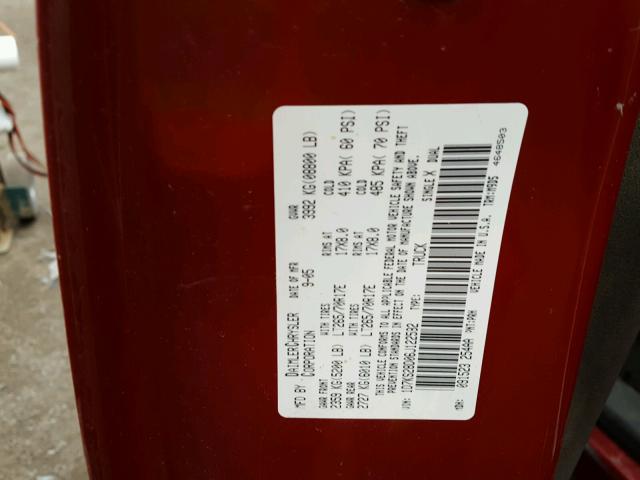 1D7KS28D06J122582 - 2006 DODGE RAM 2500 S წითელი ფოტო 10