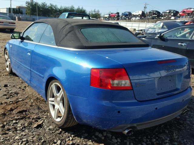 WUARL48H05K900394 - 2005 AUDI S4 QUATTRO BLUE photo 3