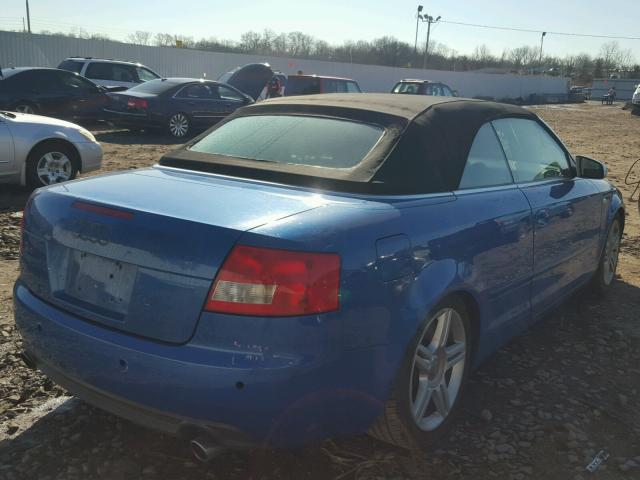 WUARL48H05K900394 - 2005 AUDI S4 QUATTRO BLUE photo 4