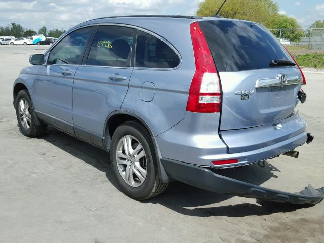 5J6RE3H79AL012010 - 2010 HONDA CR-V EXL BLUE photo 3