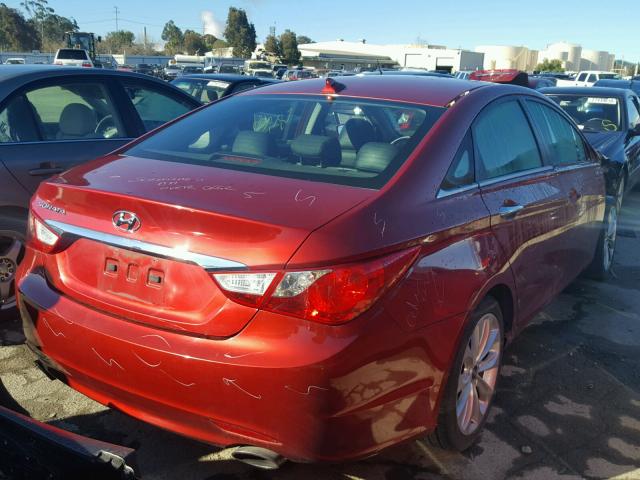 5NPEC4AC9DH673715 - 2013 HYUNDAI SONATA SE RED photo 4