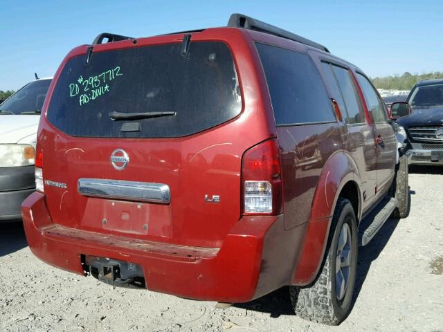 5N1AR18W36C601222 - 2006 NISSAN PATHFINDER RED photo 4