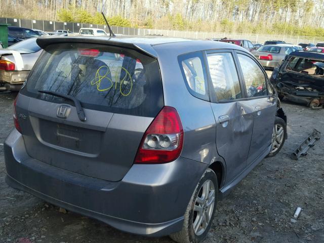 JHMGD38697S004042 - 2007 HONDA FIT S GRAY photo 4