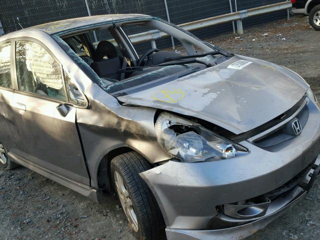 JHMGD38697S004042 - 2007 HONDA FIT S GRAY photo 9