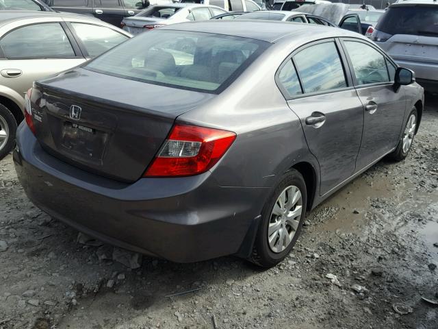 19XFB2F50CE048290 - 2012 HONDA CIVIC LX GRAY photo 4