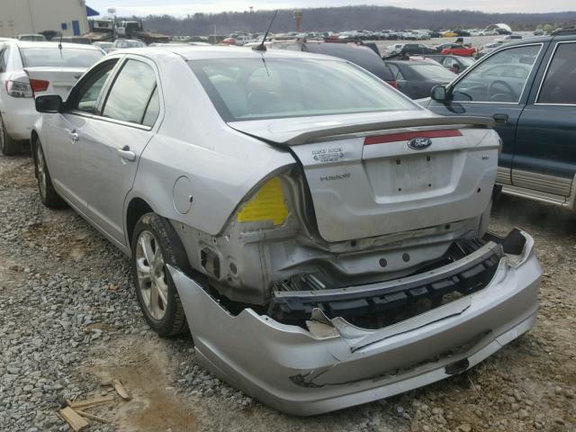 3FAHP0HA9CR183842 - 2012 FORD FUSION SE SILVER photo 3