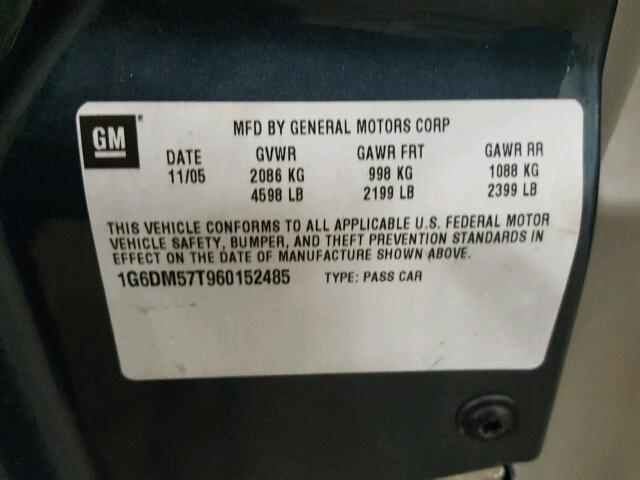 1G6DM57T960152485 - 2006 CADILLAC CTS BLUE photo 10