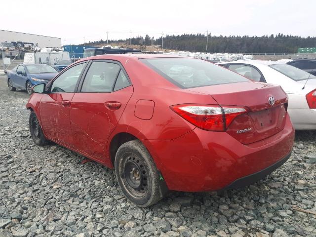 2T1BURHE8EC130719 - 2014 TOYOTA COROLLA L RED photo 3