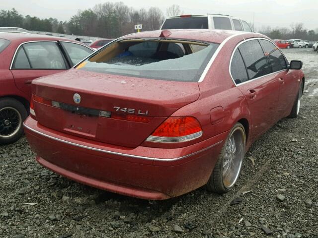 WBAGN63524DS53892 - 2004 BMW 745 LI BURGUNDY photo 4