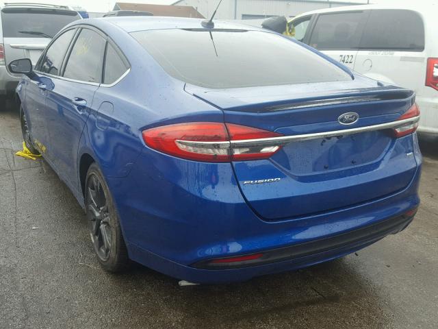 3FA6P0H71JR109212 - 2018 FORD FUSION SE أزرق صورة 3