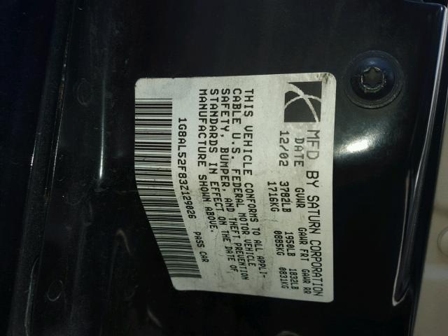 1G8AL52F83Z129026 - 2003 SATURN ION LEVEL 勃艮第红 照片 10