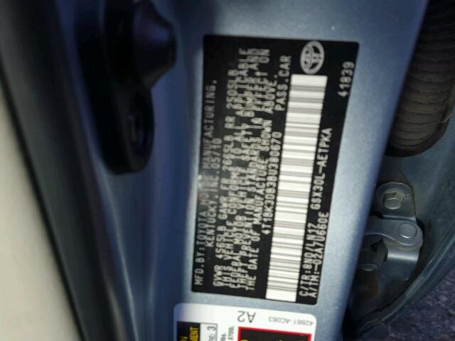 4T1BK3DB3BU380670 - 2011 TOYOTA AVALON BAS BLUE photo 10